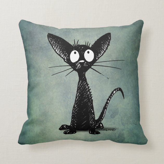 black cat throw pillow