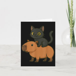 Funny Black Cat Capybara Animal Lover Mom Dad Kids Card