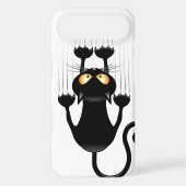 Funny Black Cat Cartoon Scratching Wall Case-Mate iPhone Case (Back)