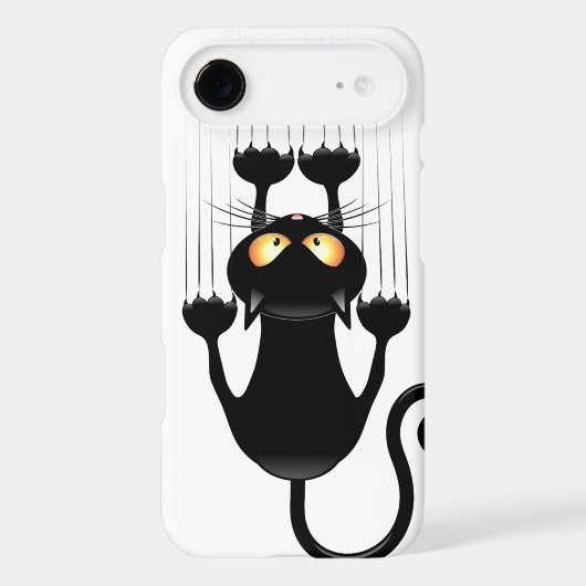 Funny Black Cat Cartoon Scratching Wall Case-Mate iPhone Case (Back)