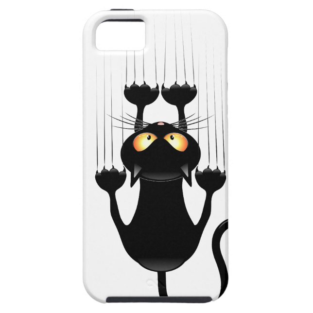 Funny Black Cat Cartoon Scratching Wall Case-Mate iPhone Case (Back)