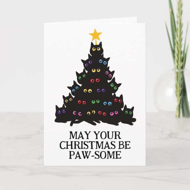 funny black cat christmas cards (Front)