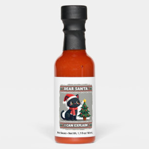 Funny Black Cat Christmas Dear Santa, I Can Explai Hot Sauces