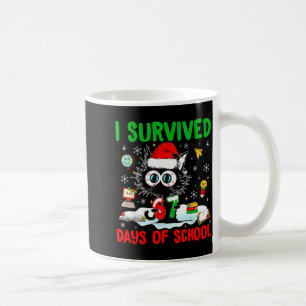 Funny Black Cat Christmas I Survived 67 Days Of Sc Coffee Mug