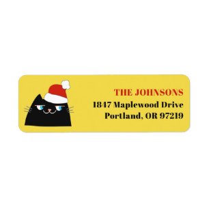 Funny Black Cat Christmas Return Address Label