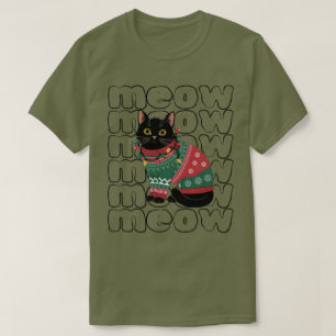 Funny Black Cat Christmas  T-Shirt