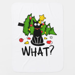 Funny Black Cat Christmas Tree Merry Santa Humor C Baby Blanket