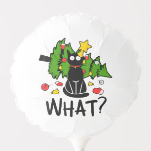 Funny Black Cat Christmas Tree Merry Santa Humor C Balloon