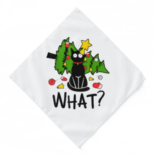 Funny Black Cat Christmas Tree Merry Santa Humor C Bandana
