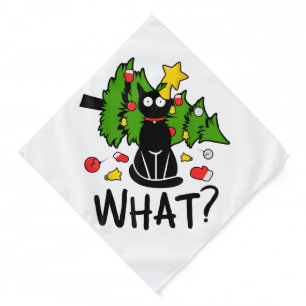 Funny Black Cat Christmas Tree Merry Santa Humor C Bandana