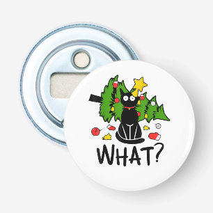 Funny Black Cat Christmas Tree Merry Santa Humor C Bottle Opener