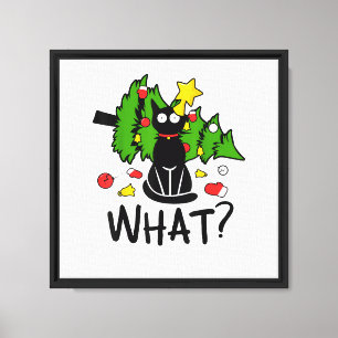 Funny Black Cat Christmas Tree Merry Santa Humor C Canvas Print