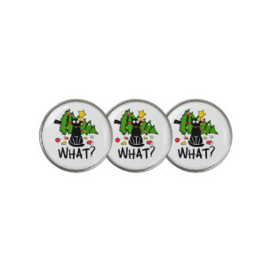 Funny Black Cat Christmas Tree Merry Santa Humor C Golf Ball Marker