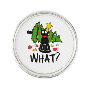 Funny Black Cat Christmas Tree Merry Santa Humor C Lapel Pin
