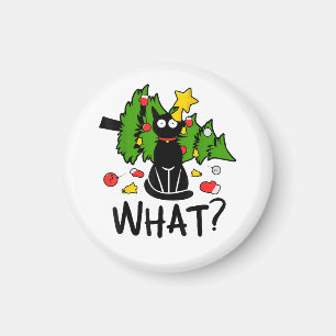 Funny Black Cat Christmas Tree Merry Santa Humor C Magnet