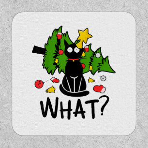Funny Black Cat Christmas Tree Merry Santa Humor C Patch