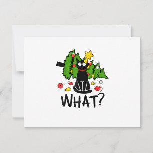 Funny Black Cat Christmas Tree Merry Santa Humor C RSVP Card
