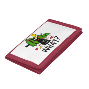 Funny Black Cat Christmas Tree Merry Santa Humor C Tri-fold Wallet