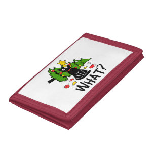 Funny Black Cat Christmas Tree Merry Santa Humor C Tri-fold Wallet