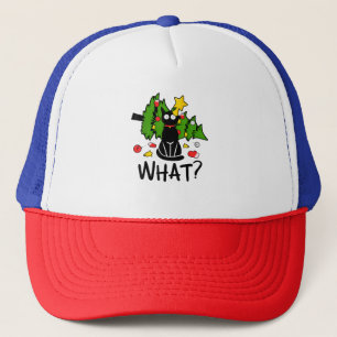 Funny Black Cat Christmas Tree Merry Santa Humor C Trucker Hat