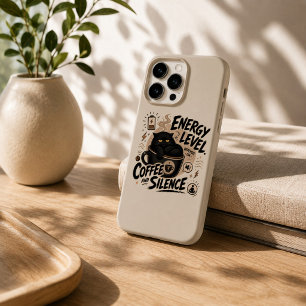 Funny Black Cat Coffee iPhone 15 Pro Case