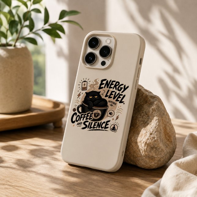 Funny Black Cat Coffee iPhone 15 Pro Max Case (Black Cat Coffee Iphone Case)