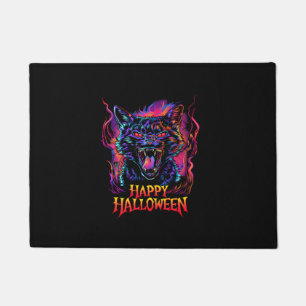 Funny Black Cat Colorful Happy Halloween Men Women Doormat