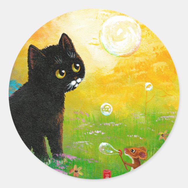 Funny Black Cat Creationarts  Sticker (Front)