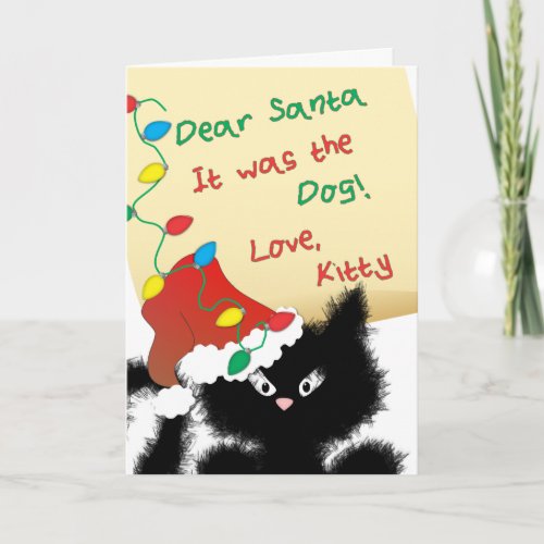 Funny Black Cat  Dear Santa Christmas  Card