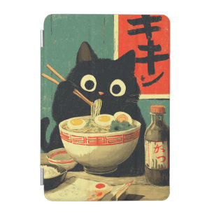 Funny Black Cat Eating Ramen iPad Mini Cover