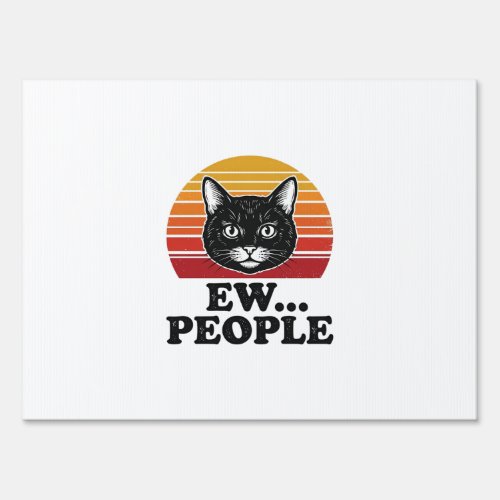 Funny Black Cat Ew People Retro Sunset T-Shirt Des Sign