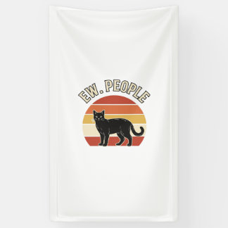 Funny Black Cat Ew People Vintage Retro Design_1 Banner
