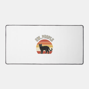 Funny Black Cat Ew People Vintage Retro Design_1 Desk Mat