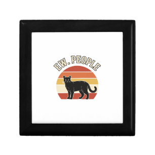 Funny Black Cat Ew People Vintage Retro Design_1 Gift Box