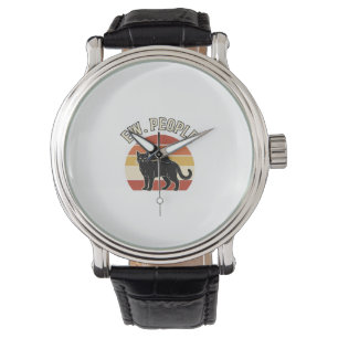 Funny Black Cat Ew People Vintage Retro Design_1 Watch