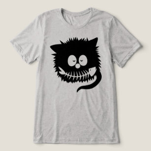 Funny Black Cat Fishbone Smile Cute Kitten Tri-Blend Shirt