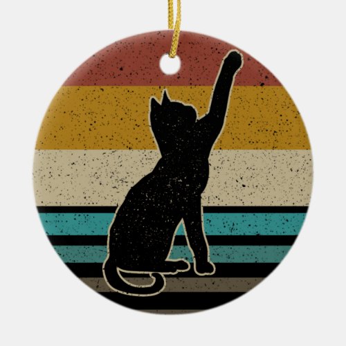 Funny Black Cat For Cat Lovers Retro Cat Ceramic Ornament