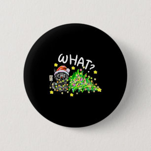 Funny Black Cat Gift Pushing Christmas Tree Over C Button