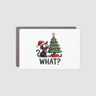 Funny Black Cat Gift Pushing Christmas Tree Over C Car Magnet