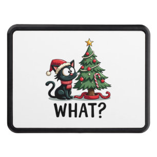Funny Black Cat Gift Pushing Christmas Tree Over C Hitch Cover