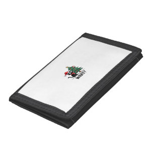 Funny Black Cat Gift Pushing Christmas Tree Over C Tri-fold Wallet