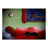 Funny Black Cat Girl Owl Card Creationarts (Front Horizontal)