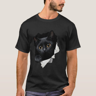 Funny Black Cat Graphic T-Shirt