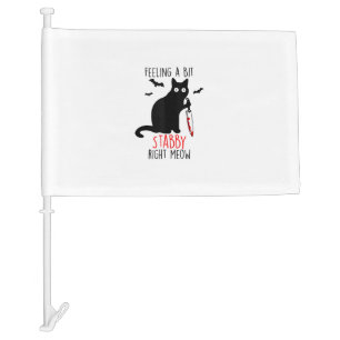 Funny Black Cat Halloween Costume Feeling a Bit St Car Flag