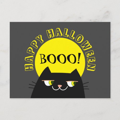 Funny Black Cat Halloween Postcard