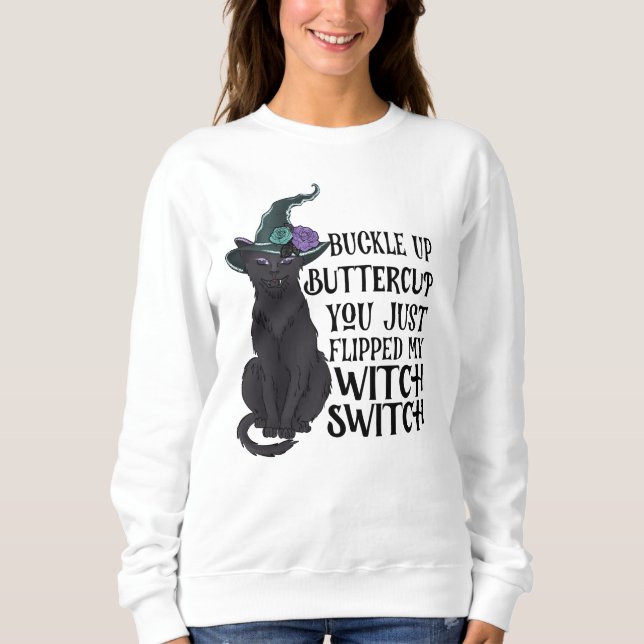 Funny Black Cat Halloween Sweatshirt (Front)