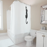 Funny Black Cat Hanging On | Crazy Kitty Shower Curtain<br><div class="desc">Add some humor to your bathroom with this funny kitty cat shower curtain. Black cat holding on with claws. A fun novelty shower curtain for cat lovers,  including kids,  teens and cat ladies. Makes a hilarious gift for anyone with a crazy black cat. ©Jenn Inashvili</div>