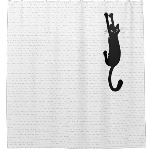 Funny Black Cat Hanging On  Crazy Kitty Shower Curtain