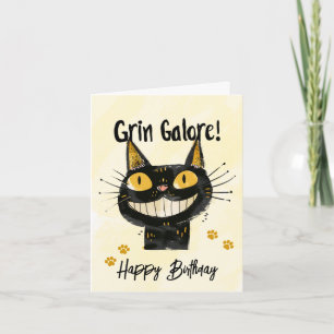 Funny Black Cat Happy Birthday Card