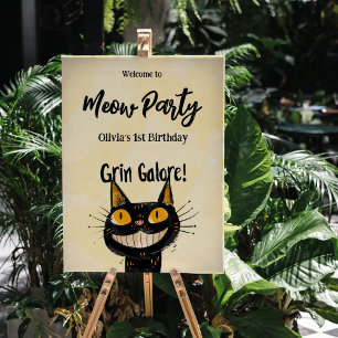 Funny Black Cat Happy Birthday Meow Party Foam Board
